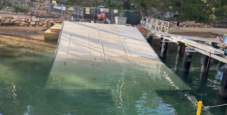 Installed pre-fab boat ramp